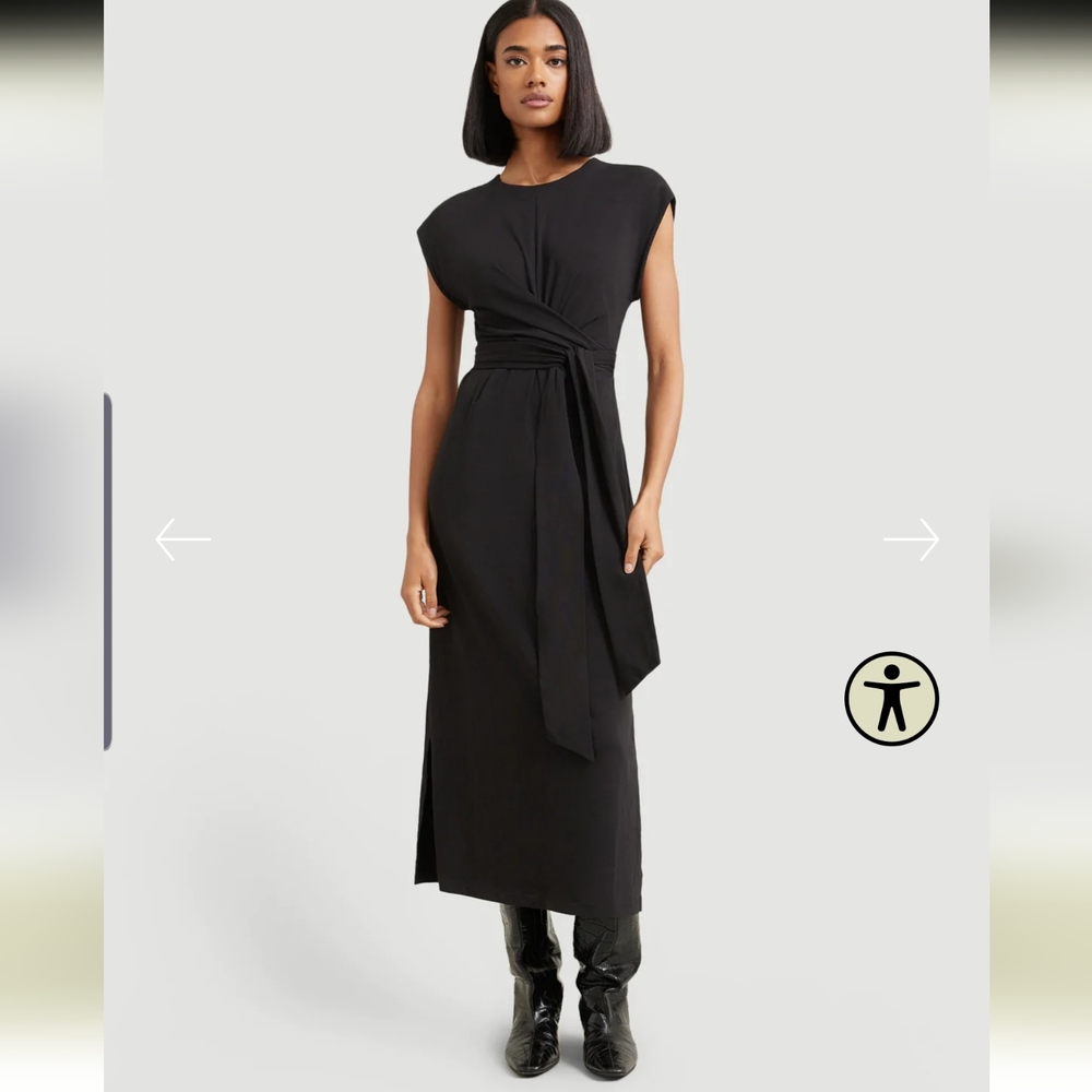 Women's Modern Citizen Fei Organic Cotton Tie Front Midi Dress Black L